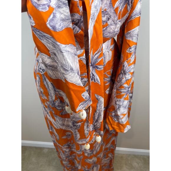 Alexis Randi One Shoulder Floral Maldives Orange Long Sleeve Maxi Dress Size XL - Picture 8 of 14